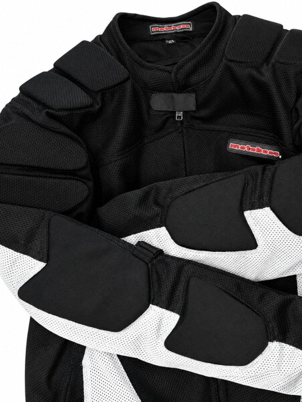 MotoBoss Mesh Armored Motorcycle Jacket Men's Tall Large Black White Riding - Picture 8 of 14